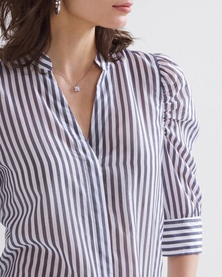 Pinstripe Silk Blend Top | White House Black Market